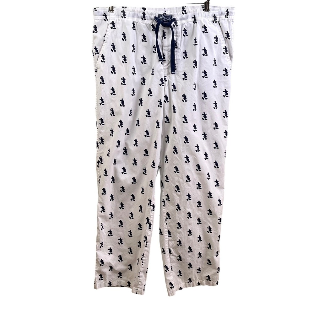 Disney‎ Parks White Pajama Lounge Pants Mickey Mouse Drawstring Elastic XL Men's